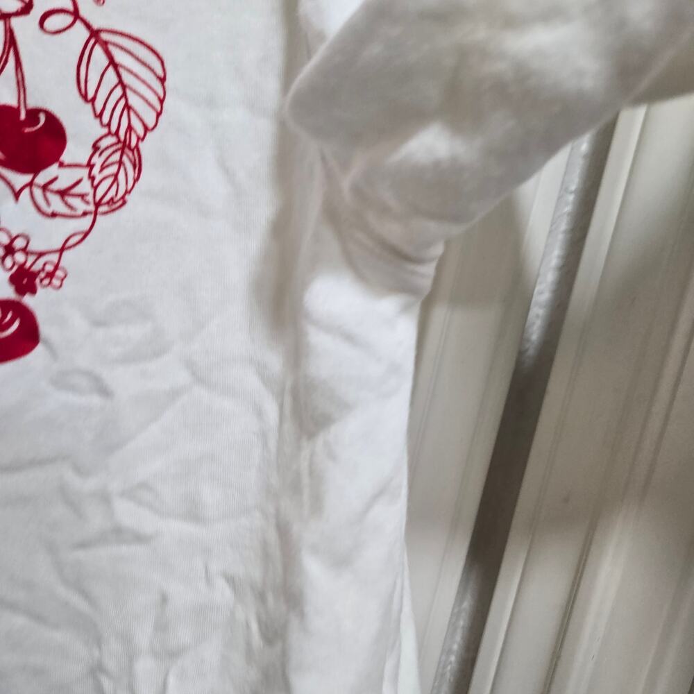 Jane Delancey Cherry Heart Graphic Sweatshirt Large Ivory Red - Picture 7 of 10